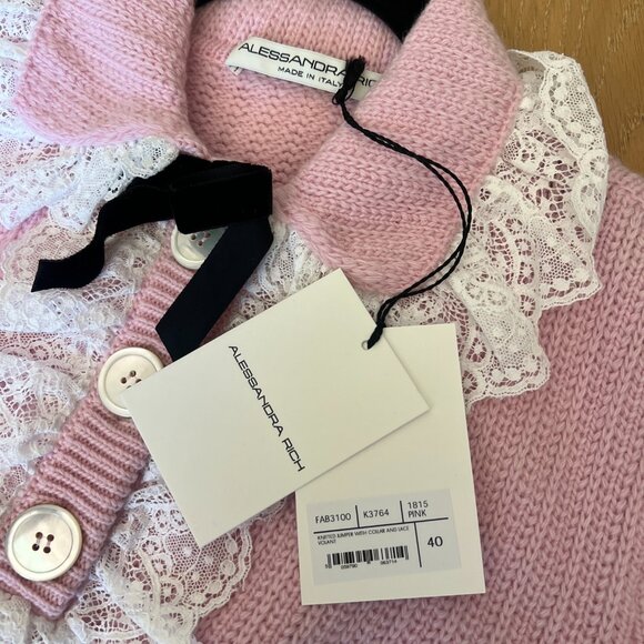 Alessandra Rich Pink Cropped Knit Top - Picture 4 of 6